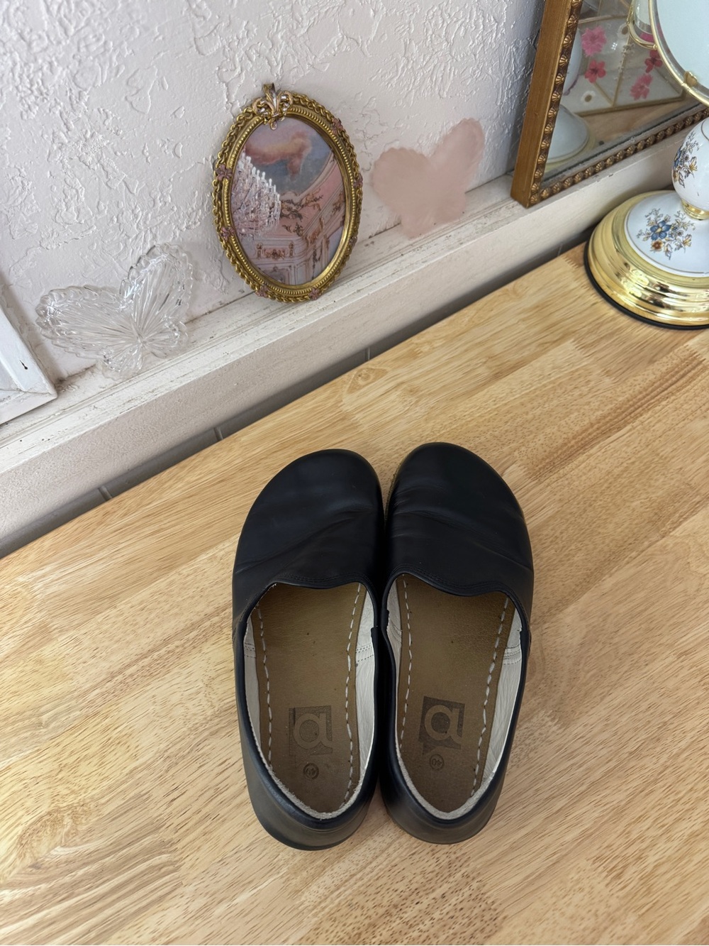 Vintage Barefoot Minimalist Black Leather Slip On Flats EU 40 Comfort - Picture 13 of 16